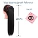 Vigorous Drawstring Yaki Kinky Straight Ponytail Extension Long Straight Hair Bun Synthetic Natural Color Heat-resistant Hairpiece with Clip In Drawstring (22 inch 0.28 lb)
