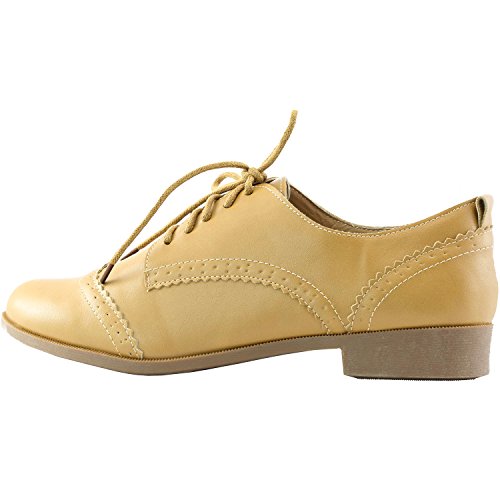 Women's Five-Eyelets Lace up Wing Tip Perforation Oxfords Fashion Dress Shoes TTPF15, 11 - Thumbnail 2