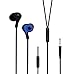 PWOW E150 In-Ear Sports Headphones Earphone Earbuds with Microphone Universal 3.5mm Stereo Earphones with Mic & Volume Control for iPhone/ Samsung/ Computer - Black & Blue