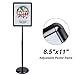 AkTop Adjustable Poster Sign Stand, 8.5 X 11 Inch Heavy Duty Pedestal Floor Standing Sign Holder, Black Snap-Open Aluminum Frame with Safety Rounded Corner
