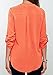 roswear Women's Casual V Neck Cuffed Sleeves Solid Chiffon Blouse Top Orange Medium