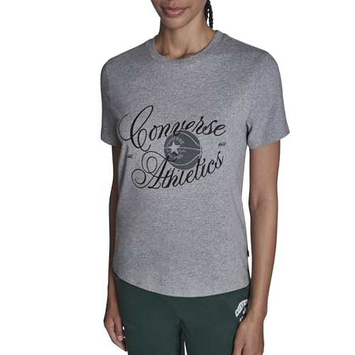 Converse Womens Basketball Script T-Shirt, Vintage Grey Heather, XX-Large