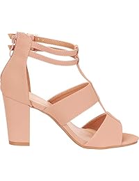 Cambridge Select - Sandalias de tacón grueso para mujer con correas en T