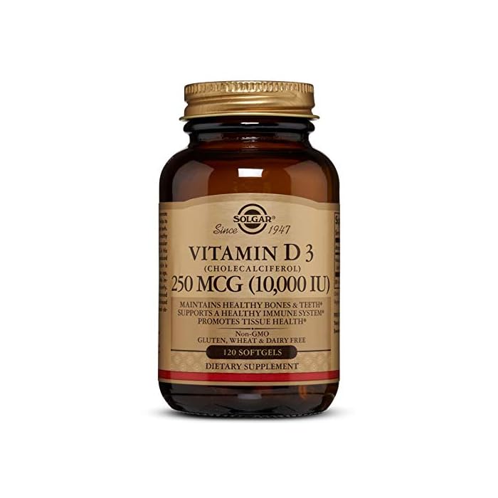 Solgar Vitamin D3 (Cholecalciferol) 250 MCG (10,000 IU), 120 Softgels - Helps Maintain Healthy Bones & Teeth - Immune…