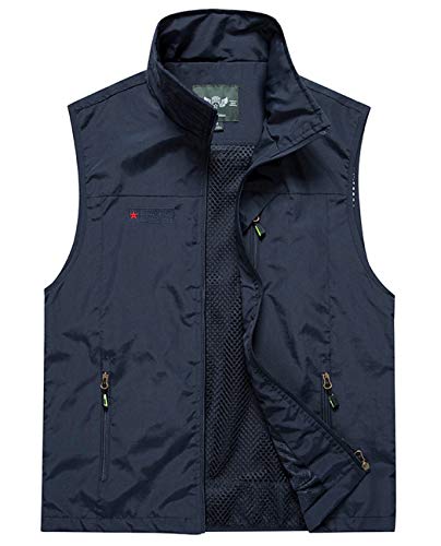 Hixiaohe Men's Lightweight Outdoor Work Fishing Photo Travel Hiking Vest Gilet (04 Navy, S)