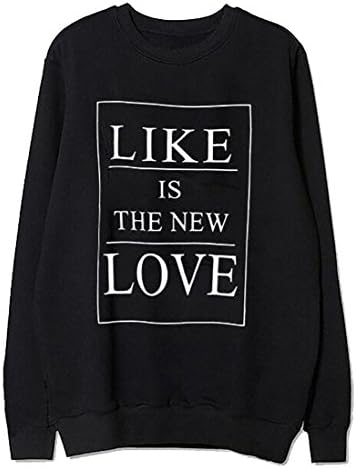 Earnest Women's Letter Print Casual Pullover Sweatshirt Blouse black M