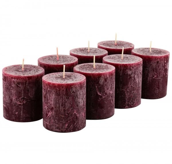 Rustic Pillar Candles - Wax Candles / Rustic Candles / Advent Candles Christmas (Old Red, Small: Height 8 cm / Diameter 7 cm)