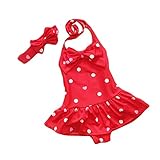 Jastore® Baby Girls Swimwear One Piece Swimsuits Beach Wear with Headband