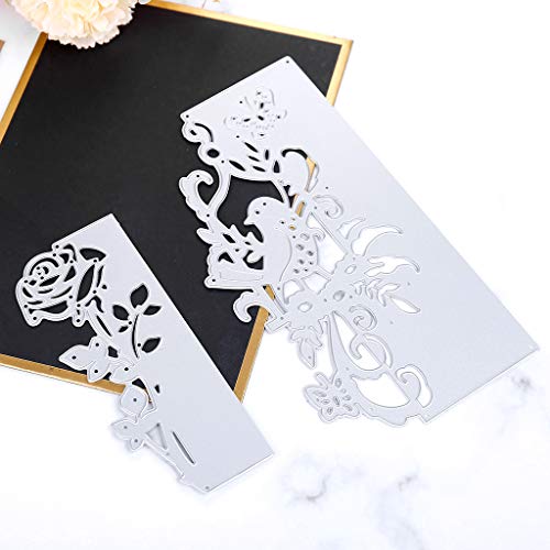 Conleke 2 Pieces Rose Cutting Die Flower Shape Embossing Dies Carbon Steel Die Cuts Stencils for DIY Scrapbooking Album Paper Card Template Making Craft Decoration