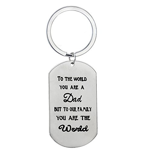 BESPMOSP Dad You are The World to Our from Daughter Son Kids Wife Necklace Keychain for Dad