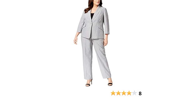 Pinstripe 1 BTN Notch Collar Pant Suit 