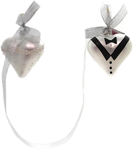Golden Bell Collection BRIDE AND GROOM HEARTS Ornament Set/2 Wedding Sea003