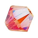 Swarovski Crystal, #5328 Bicone Beads 4mm, 24 Pieces, Fire Opal AB 2X