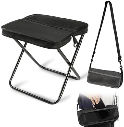 XICAIHAO Foldable Stool, Folding Camping Stool, Small Telescopic Stool Portable, Fold Up Mini Footstool for Outdoor, Fishing, Garden Lightweight Chairs (Black)