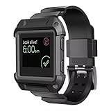 Fitbit Blaze Accessory Bands and Case - Silicone Sports Style Replacement Classic Bracelet Strap Wristband/Watch Band with Resilient Protective Case/Cover for Fitbit Blaze Smart Fitness Watch(Black)
