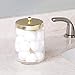 mDesign Glass Bathroom Vanity Storage Organizer Apothecary Canister Jar for Cotton Swabs, Cotton Rounds, Cotton Balls, Makeup Sponges, Bath Salts - 2 Pack - Clear/Gold Brass