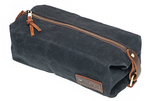 KUBO Waxed Canvas Waterproof Toiletry Bag & Dopp Kit Black