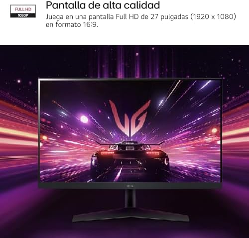 Lg 27gs60f-b - monitor de jogos ultragear, 27 polegadas, full hd 1080p, 1920x1080, amd freesync, compatível com nvidia g-sync, 180 hz, 1ms, 16:9, painel ips, preto