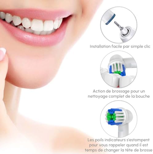Brossettes Compatible avec Brossette Oral-b Brosse a Dent Electrique, 20 Tete Brosse a Dent Pour Oral B Modèles Vitality Pro 3 — photo 4 sur 5