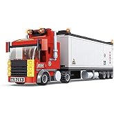 General Jim's Big Red Semi-Truck Building Blocks Truck Vehicle | Compatible with Lego and All Major Brick Building Brands