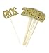 8 pack of Double Sided Gold Glitter 2019 Centerpiece Sticks in Various Colors for DIY Graduation and New Years Decor (Gold)