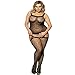 Maxde Women Sexy Lingerie Plus Size Crotchless Tights Bodysuit Body Stocking (3XL, Black)