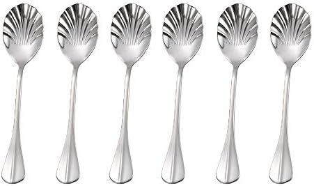 Coffee Spoon Stainless Steel 6PCS Vintage Shell Shape Coffee Spoon Stainless Steel Teaspoons Stir Spoons Sugar Spoon Dessert Cake Ice Cream Soup Spoon Table Spoonn for Dessert, Tea