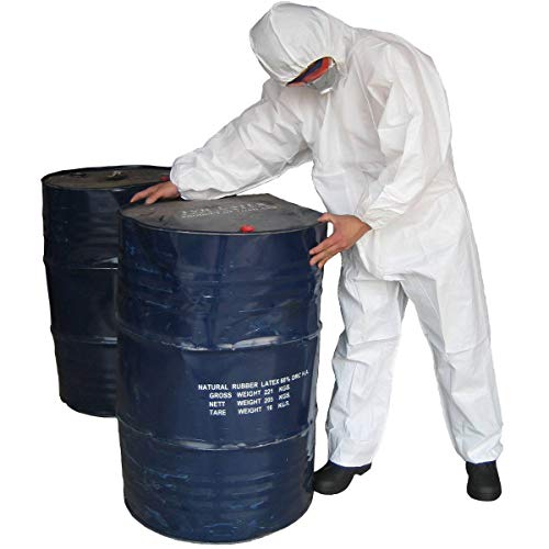 QianSou Disposable Protective Coverall with Hood, Elastic Wrist and Cuff, Hazmat Suits for Paint Garden Chemical Industrial 2X-Large 5 Pack