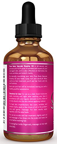 Pure Body Naturals Virgin Rose hip Seed Oil For Face and Skin, 118 ml.