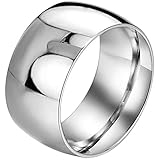 MENSO Men,Women's Wide 11mm Stainless Steel Ring Band Silver Classic Wedding Polished