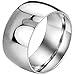 MENSO Men,Women's Wide 11mm Stainless Steel Ring Band Silver Classic Wedding Polished Size 10