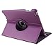Case-online For Apple iPad 2/3/4 Luxury Pu Leather Flip Folio Stand Rotating Magnetic Cover Smart Case+Stylus+Protector - Purple