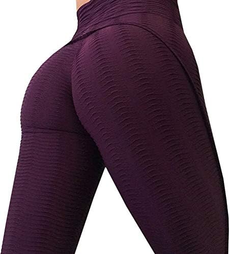 Sibylla Women's High Waisted Ruched Back Slimming Wrinkled Leggings Butt Lift Capris Pants Yoga Pants