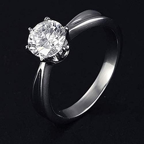 Phetmanee Shop Wedding 8.6mm Prong set Round Cut Moissanite Stainless Steel Ring Size J-S Gift (8)
