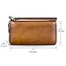 IVTG Genuine Leather Wallet for Women Dual Use Zip Long Purse Vintage Handmade Clutch Cowhide Card Holder Organizer (Brown)