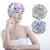 2 Packs Shower Caps for Women Long Hair Reusable Large Butterfly Double Layer Waterproof Bath Cap Bathing Accessories