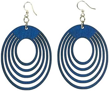 Green Tree Jewelry Oval Offset Earrings, Royal Blue, One Size