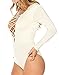 BeautyIn Women's Lace Up Bandage Tight Bodysuit Jumpsuit Leotard White