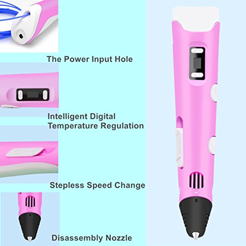 CCTRO 3D Printing Pen with LCD Screen, 3D Drawing Printer Pen for 3D Printing, Drawing, Doodle Model Making and 3D Modeling, with 30g PLA Filament, Perfect Gift - Thumbnail 2