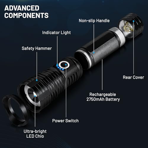 Lylting LED Flashlights High Lumens Rechargeable, 900,000 Lumens