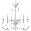 Kira Home London 33" 6-Light French Country Chandelier, Adjustable Height, Withered White Style Wood Finish 41lf1YOHdpL
