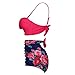 PZZ Women's Push Up Cute Bowknot Bikini High Waist Retro Flower Printing Bottom Two Pieces Swimwear Bathing Suits