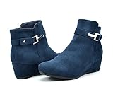 DREAM PAIRS FELICIA Women's Stylish Winter Faux Fur Lining Side Zipper Low Wedge Booties Shoes