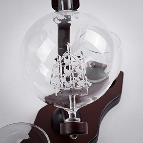 Moho Premium Whiskey Decanter | Handmade Globe Decanter Set With 2 Glasses | Durable Borosilicate | Ship In A Bottle | Perfect Gift | Liquor Dispenser for Whiskey, Bourbon, Scotch | Includes 9 Stones