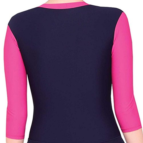 lactra shot &frac34; frock body sute round neck solid women's nylon swimming wear