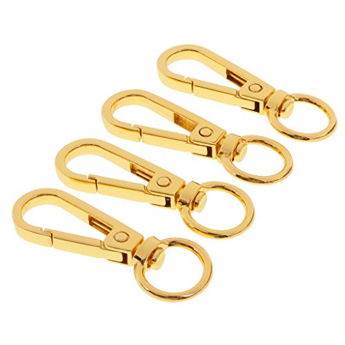 Dovewill 4 Pieces Alloy Lobster Swivel Clasps Clips Bag Key Ring Hook Keychain Hook Jewelry Findings - Gold, 12mm