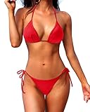 Tempt Me Red Women Triangle Bikini Sets String