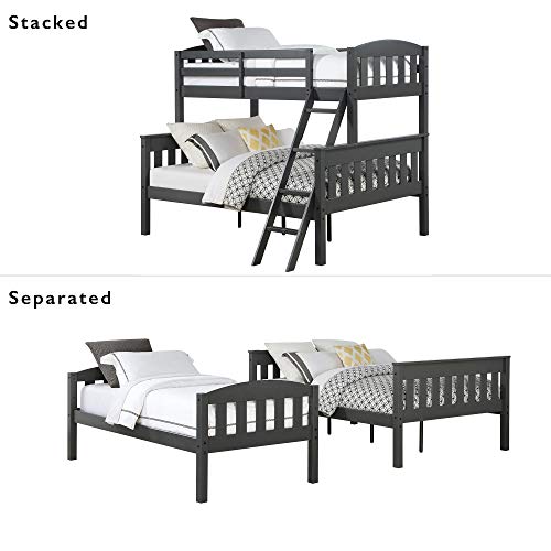Dorel Living Airlie Solid Wood Bunk Beds Twin Over Full with Ladder and