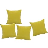 Deconovo Gold Yellow Soft Corduroy Hand Made Pillow Case Cushion Cover With Invisible Zipper, 18x18-inch, Set Of 4