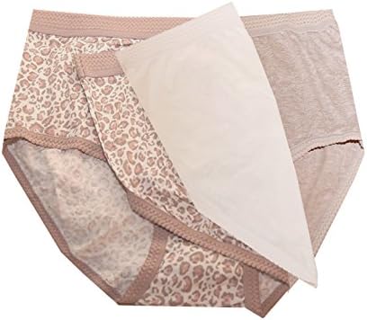 Delta Burke Soft Cotton Breezy Full Brief Style Panties Set of 3 (Size 9, Leopard - Cream - Tan Heather)